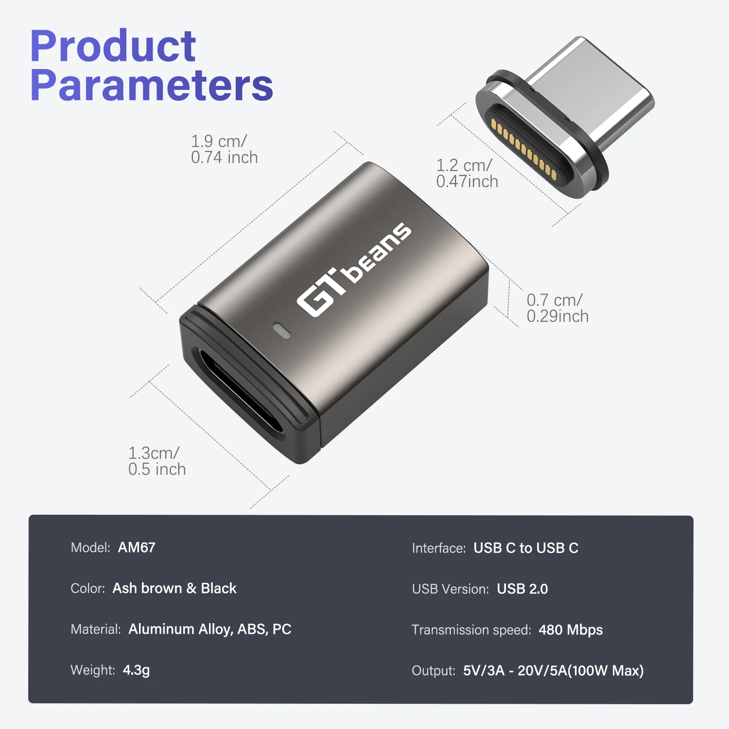 마그네틱 OTG 어댑터, 고속 충전 자석 변환기, 데이터 커넥터, 맥북 시리즈용, USB C에서 C 타입, PD 100W, 5A
