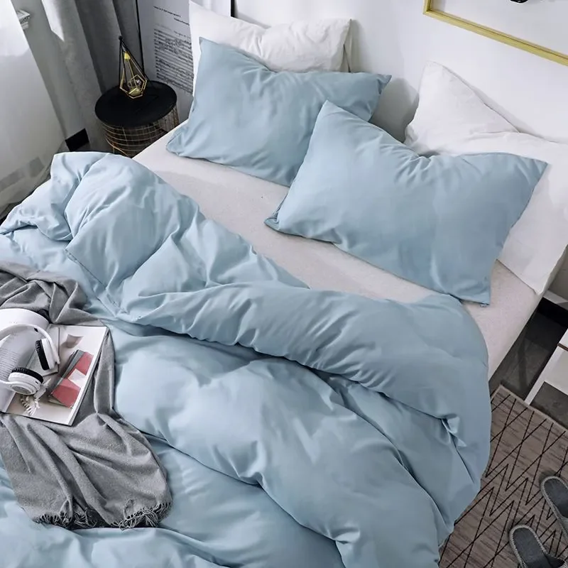 

Solid Duvet Cover Polyester Bedding Set Home Singl Double Bed Comforter Quilt With Pillowcase Queen Twin King Size(No Bedsheet)