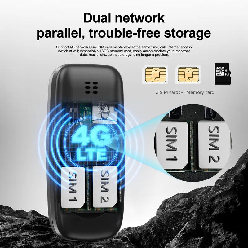 SERVO BM10 LTE 4G Mini Mobile Phone Dual SIM Standby Call Recording Speed Dial Blacklist Alarm Clock Small Feature Backup Phones - Image 4