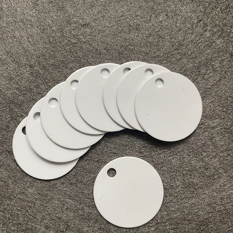 30mm Aluminum Round Shape Pet Tag DIY Sublimation Blank Dog Cat Name Tags Plate Pendant Accessories Both Sides White
