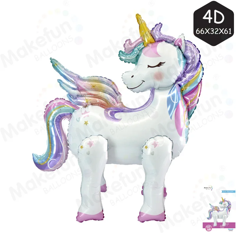 4D Unicorn Foil Balloons Elephant Animal Stand Balloon for Kids Girls Unicorn Birthday Party Decoration Baby Shower Supplies