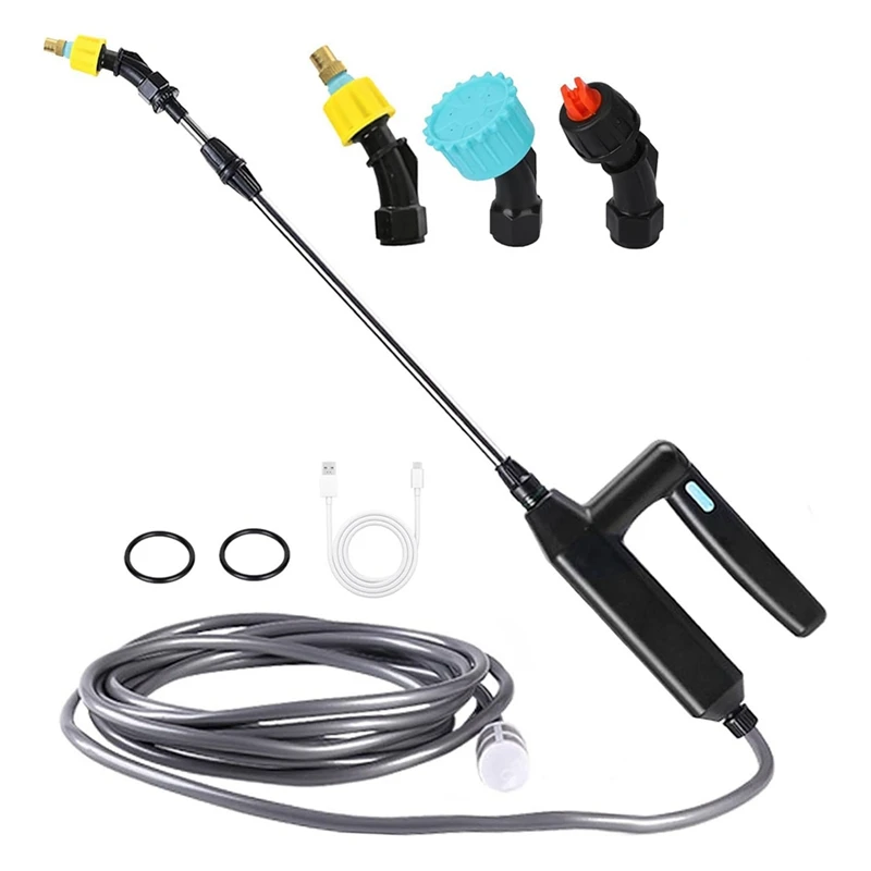 

USB Rechargeable Electric Sprayer For Gardening, 5 Adjustable Nozzles, 16.4 Feet Hose, Ideal For Lawn And Plants