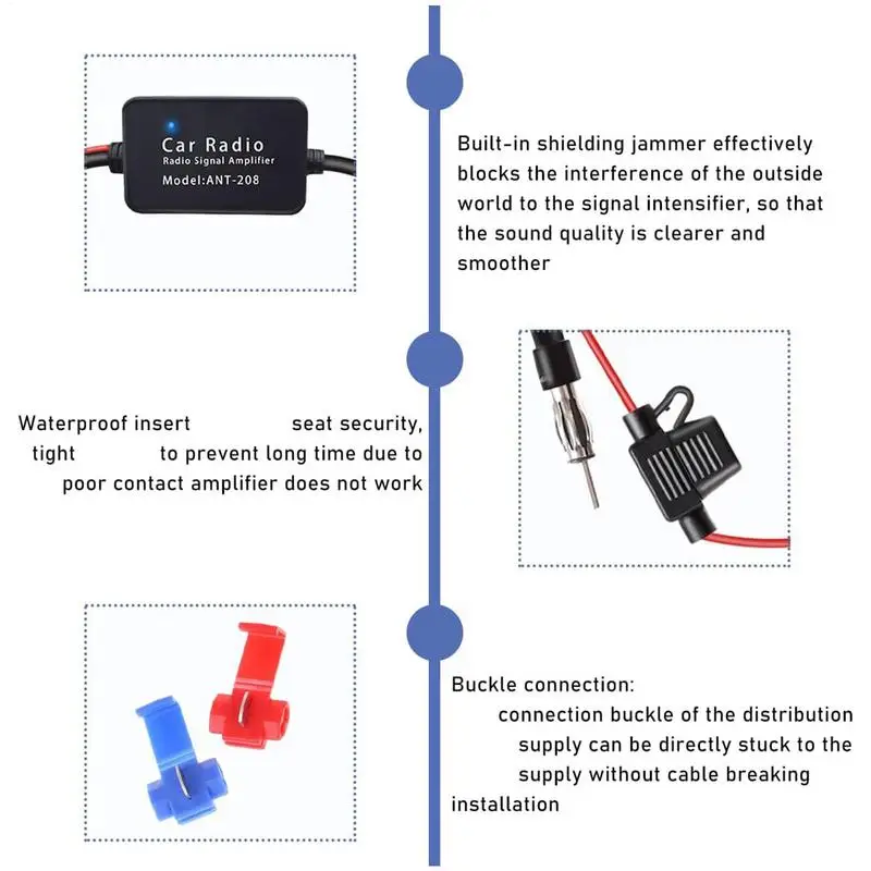 Car Radio Antenna Booster 12V Car Fm Radio Antenna Signal Booster Antenna Signal Amplifier Antenna Booster For Car Accessories