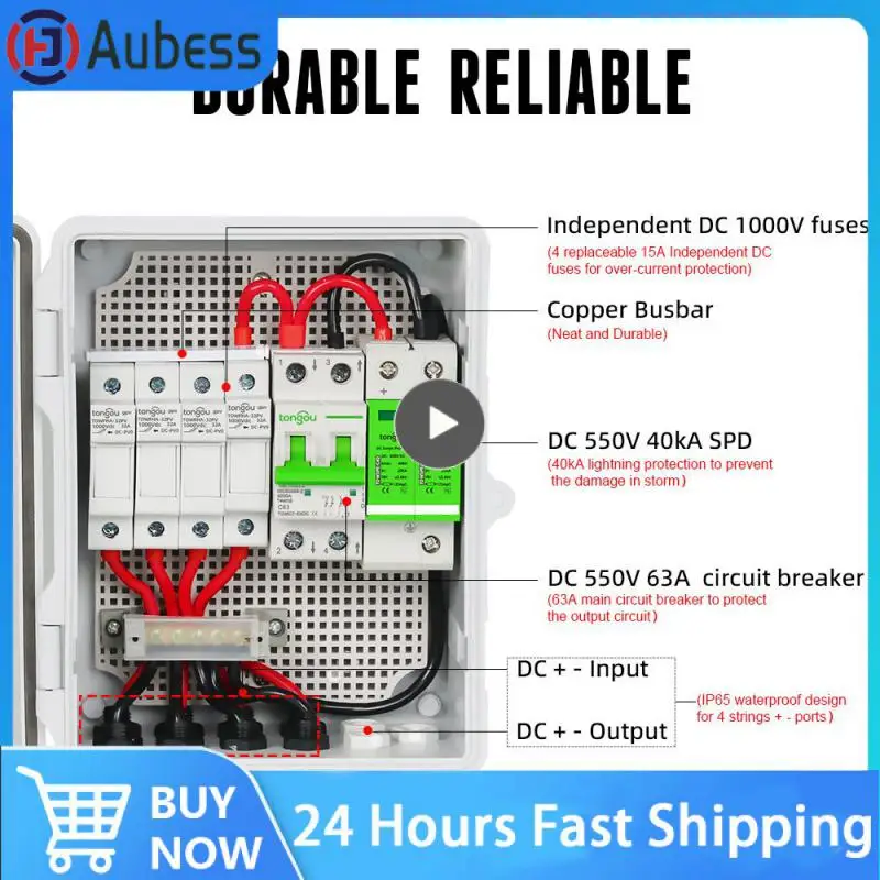 

Solar Panel Distribution Box 4 In 1 Out 1000V PV DC Combiner Box Solar System For Household Distribution Complete Kit