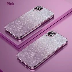 Gradient Glitter Plating Clear Soft Phone Case for F42 5G (Pink)