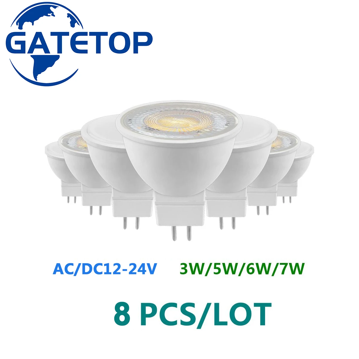 8PCS AC/DC12V-24V Spot Foco MR16 3W-7W Warm White Day Light LED Light Lamp For Home Decoration Replace 50W Halogen Spotlight