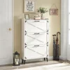 Shoe Cabinet, Freestanding Hidden Shoes Organizer with 3 Flip Drawers & Barn Door Design, for Entryway,Foyer,Hallway, Shoe Rack 1