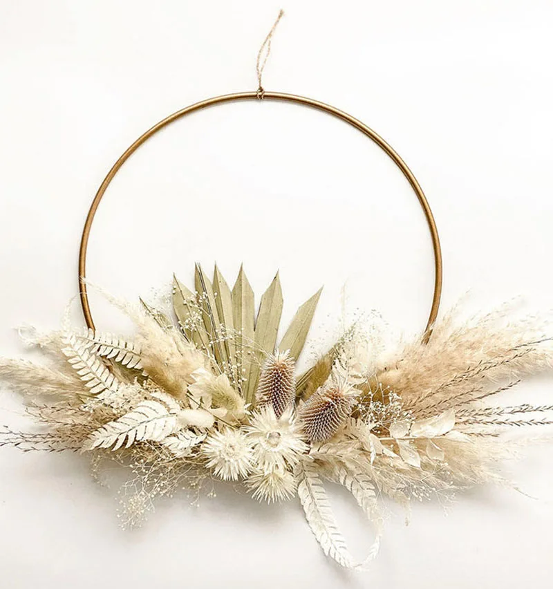 Dried Flower Sumer Flora Hanging Ring Decorative Dried Flower Pampas Wreath  For Wedding Living Room Decor Indoor Home Decoration - AliExpress