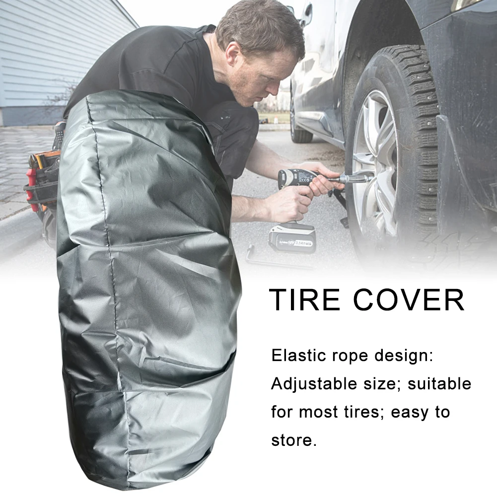 1Pcs Car Spare Tire Cover Case 190T Silver Coated Cloth Auto Wheel Tires Storage Bags Covers Dust-proof Protector Accessories