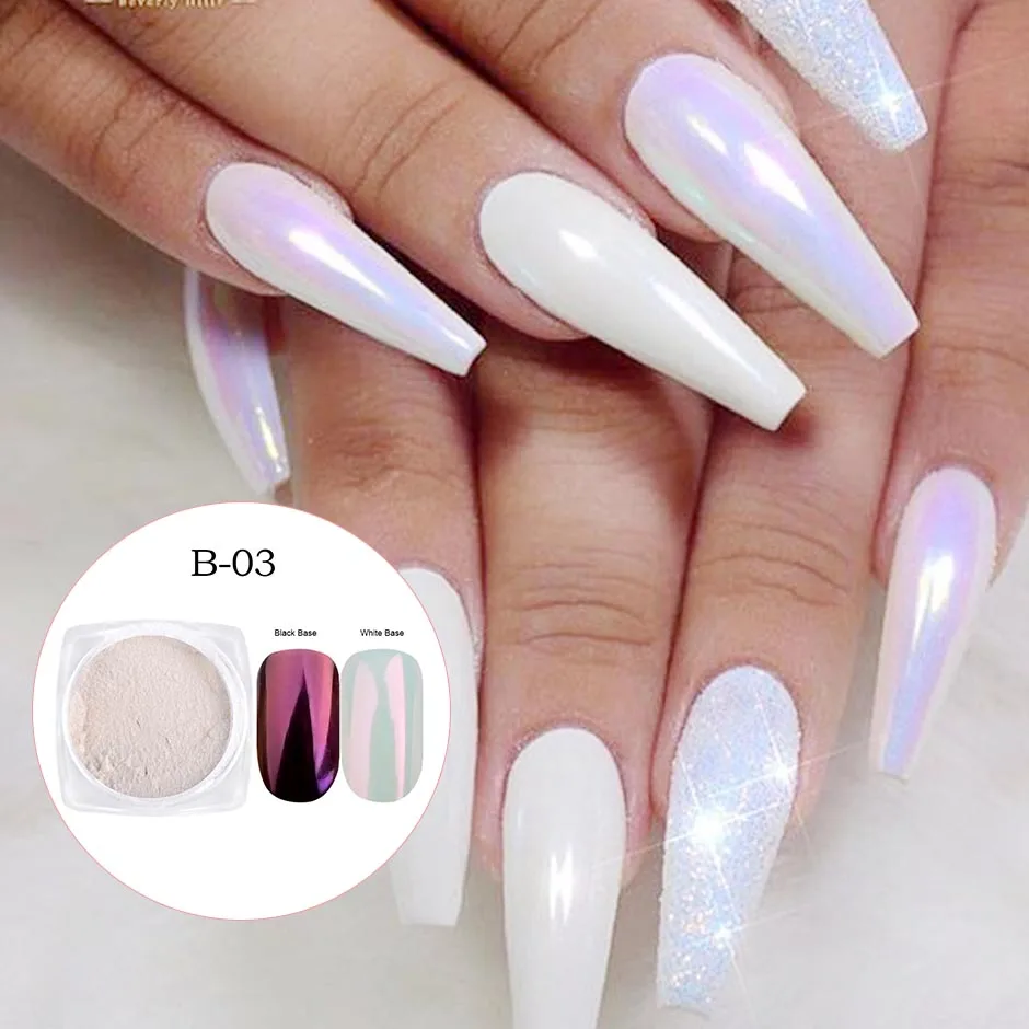 Mermaid Mirror Sparkly Chrome Pigment Nail Glitter Powders Aurora Laser DIP Dust Manicure Holographic Decoration Nails CHB01-07