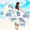 1pc ocean element large beach towel, sea turtle, starfish, shell printed quick drying absorbent beach towel 3
