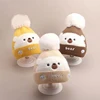 Cute Plush Ball Baby Woolen Hat Cartoon Bear Kids Ear Protection Cap 0-2year Children Winter Warm Pullover Cap Knitted Beanies 1