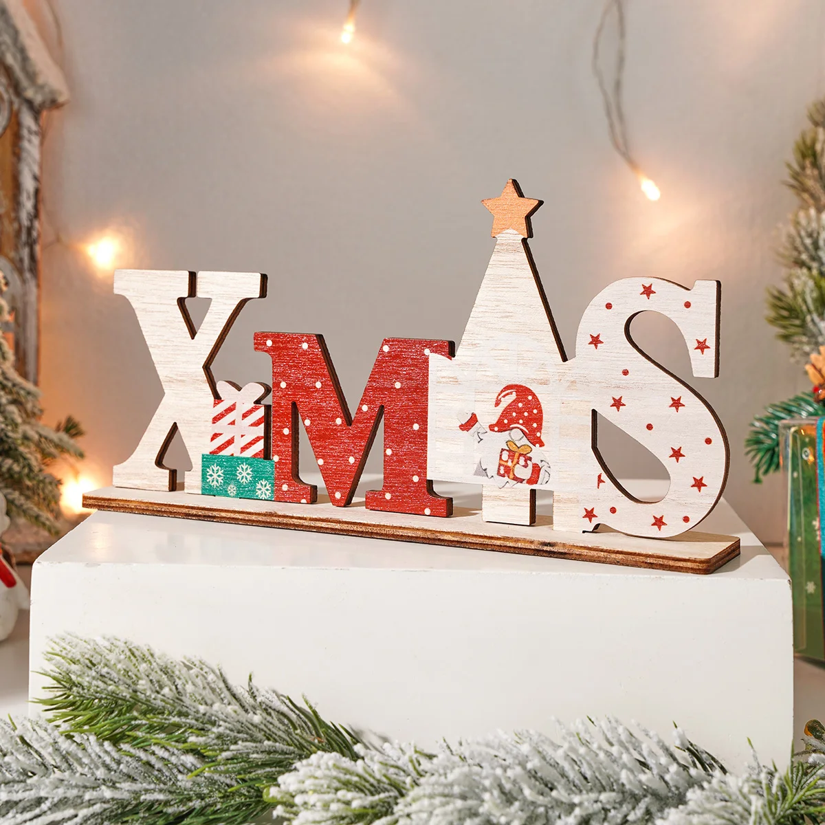 1PC, wooden Christmas letter decorative item, suitable for Christmas decorative items