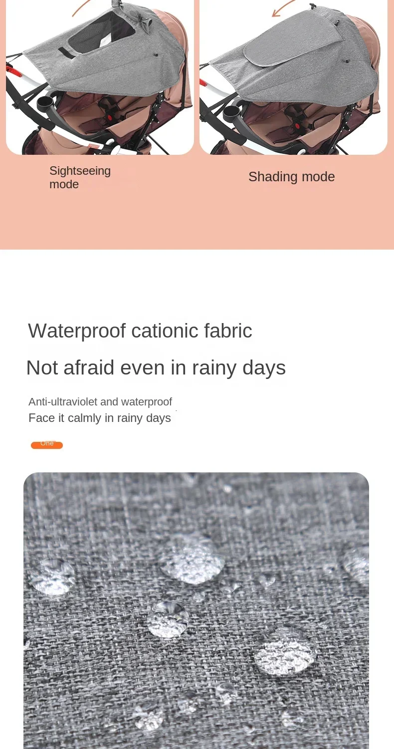 Description Picture 6 of itemUniversal Baby Stroller Accessories Sun Shade UV Protection Sunshade Carriage Canopy Cover for Prams Infants Car Seat Sun Visor