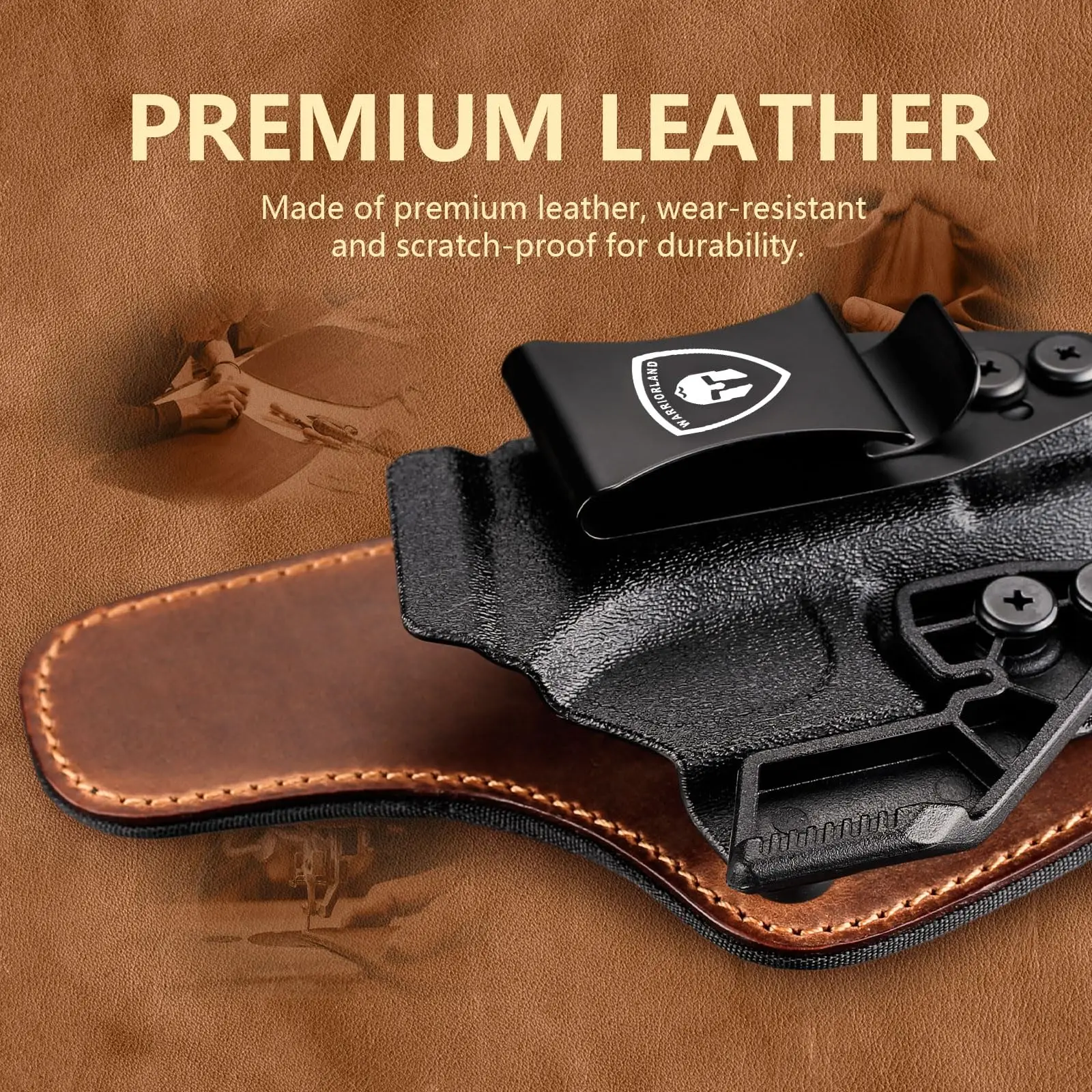 IWB Compatible with G17/19/22/23 Gen 3-5,G31/32 Gen 3-4,G19X/44/45,Concealed Carry,Leather Holster Right Hand