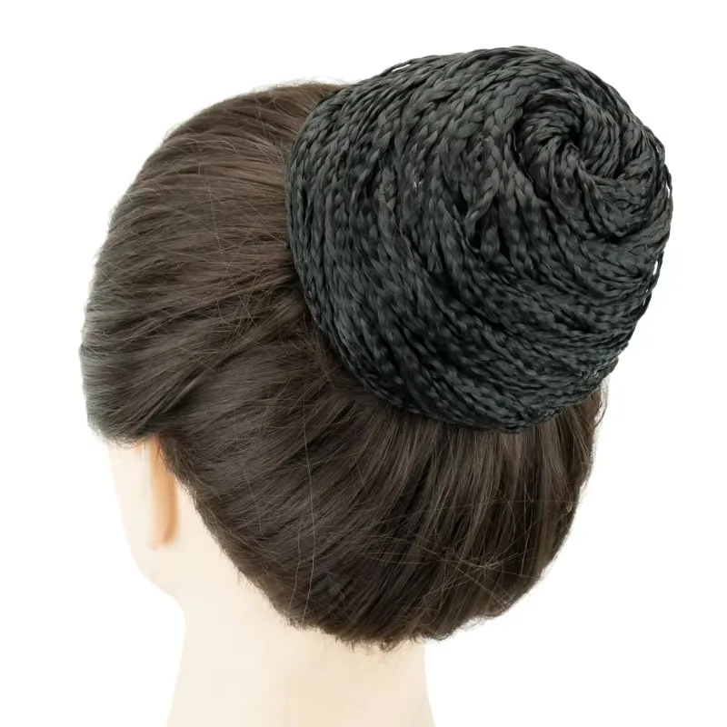 Synthetic Hair Cover Braided Donut Afro Braid Hair Pieces Scrunchies Dancer Bun Updo Headwear for Women