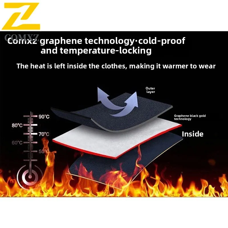 Men's Graphene Winter Coat Thermal Lined Hooded Puffer Jacket Windproof Waterproof Detachable Fur Collar Thickened Outdoor Parka