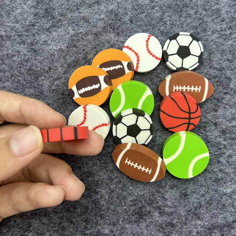 35Pcs Students Stationary Novelty Pencil Rubber Eraser For Children Kids Cartoon Football Basketball Mini Eraser School Erasers view 5