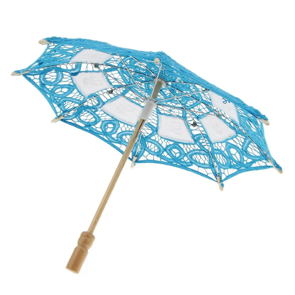 Mini Lace Embroidered Parasol Umbrella Wedding Bridal Flower Girl Photo Prop 15"