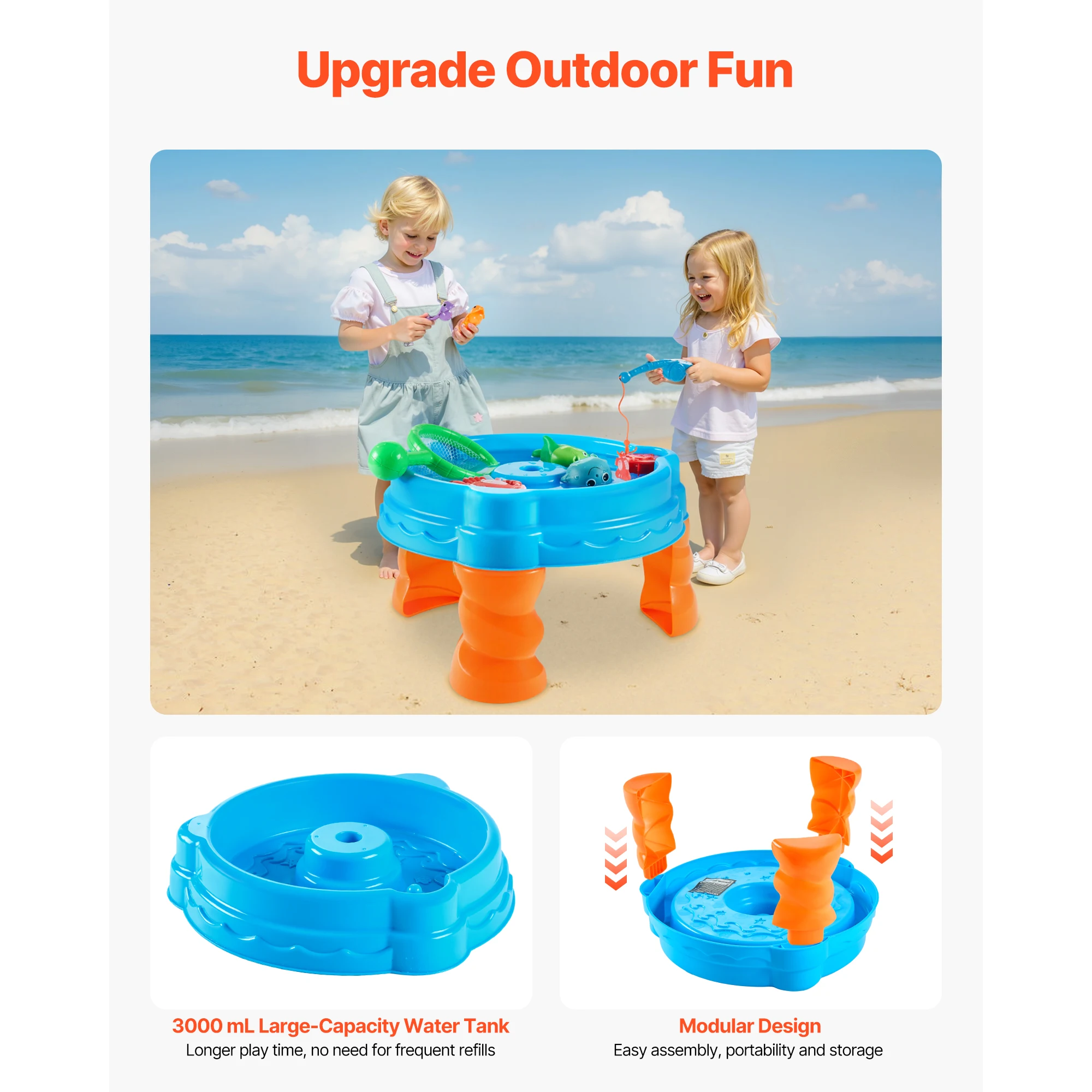 Kids Outdoor Water Table Playset with Fishing Game