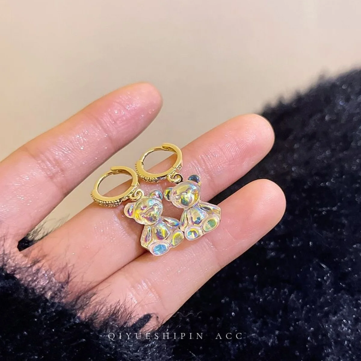 Bear Earrings drop earrings For Women Shiny Zircon Golden Copper Drop Earring Party Wedding Jewelry Girls Gifts