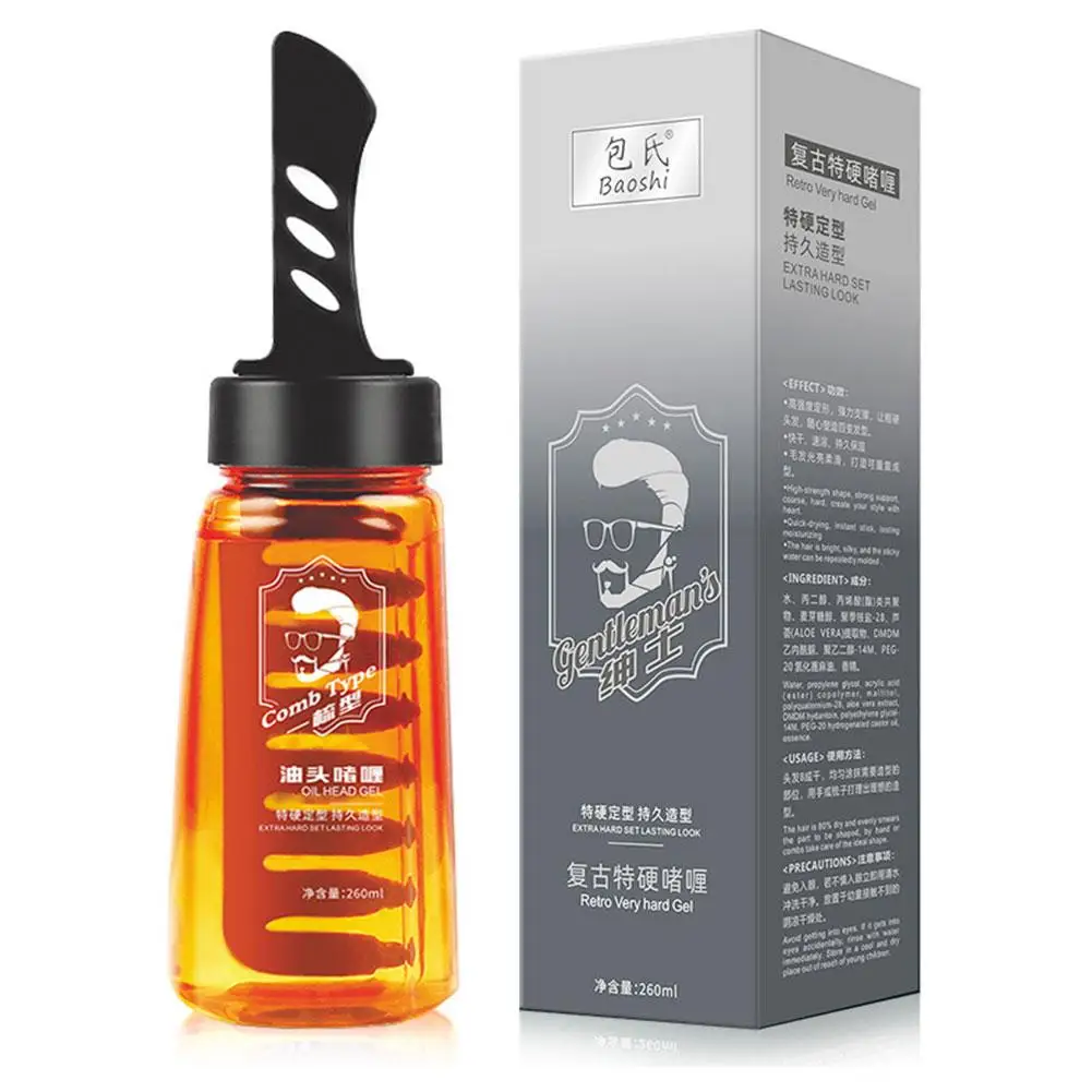 260ml Men's Hair Wax Gel With Comb Long Lasting Oil Hair tool Pomade Styling Oil Gel Cream Quick Wax Drying Fluffy Hai U9Q6