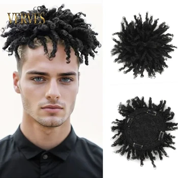 Dreadlocks corti Parrucchino Sintetico Blocco di ricambio superiore Nero Ombre Borgogna Grigio Marrone Ombre Dreadlocks Capelli per uomo