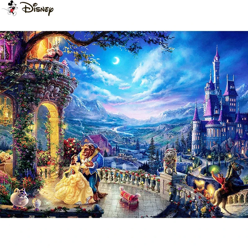 Disney 5D Diamond Pattern Strass Ricamo Pittura Diamante Fai Da Te Punto Croce "Cartoon Beauty Beast" Ricamo Diamante