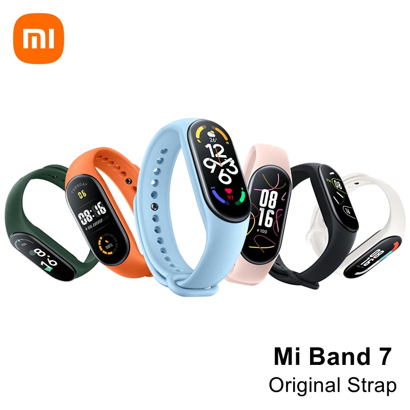 

Оригинальный ремешок Xiaomi Mi Band 7, розовый, синий, слоновая кость, оливковый цвет, ТПУ Браслет, совместимый с Mi Smart Band 7 NFC