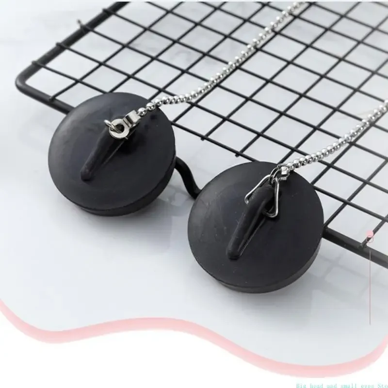 Universal Rubber Bath Plug with Chain Drain Stopper Handy Rubber Bath Plug for Kitchen & Bathroom Sinks 40mm Durable