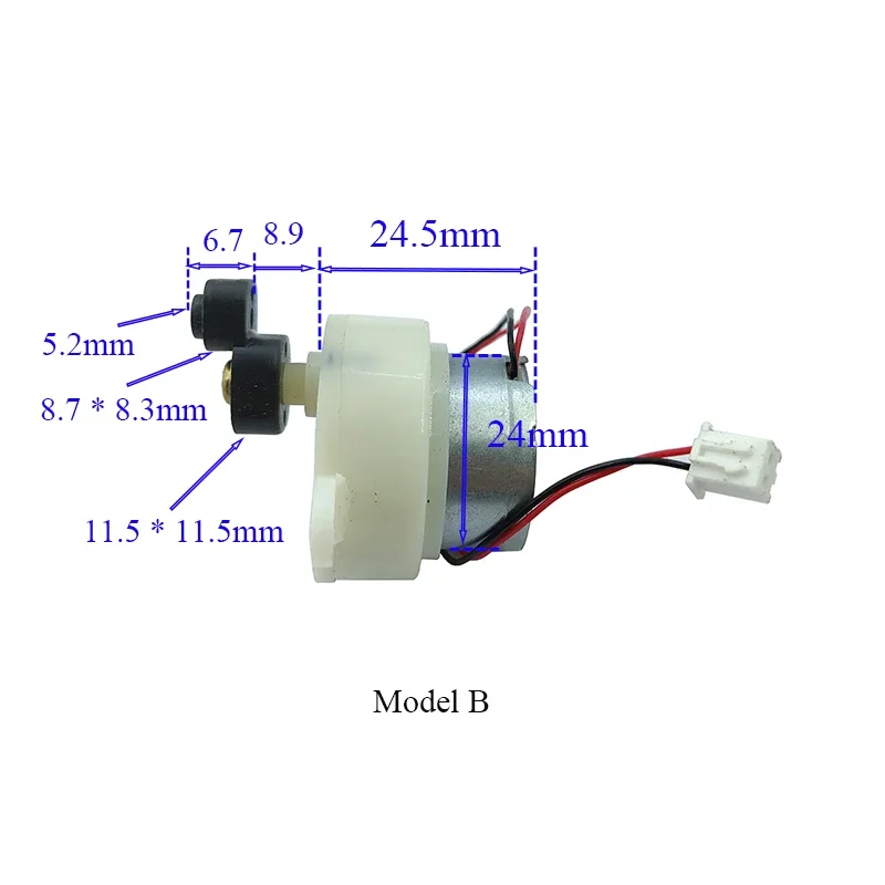 마이크로 24mm 기어 모터 300RPM, 편심 휠 저속 기어드 감속기 12RPM 모터, 로봇용, 3V 3.7V 5V 7.4V 사용 가능
