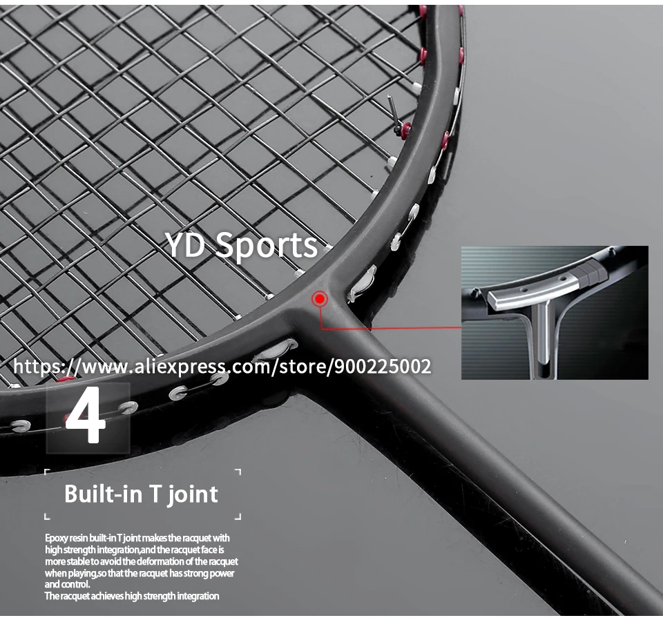 Description Picture 6 of itemCarbon Fiber Badminton Rackets 4U Professional Offensive Type Rackets With Bags Strings 22-30LBS Racquet Speed Sports