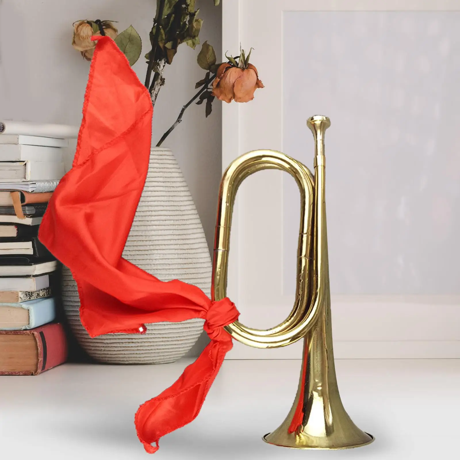 Brass Bugles Cheering trumpet Trumpet Orchestra with Cloth for Show Exercise Beginners