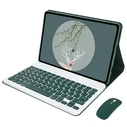 Premium Tablet Keyboard Case Stand with Detachable Keyboard - 12.7 Inch Coverage for Thai (Green key case M)