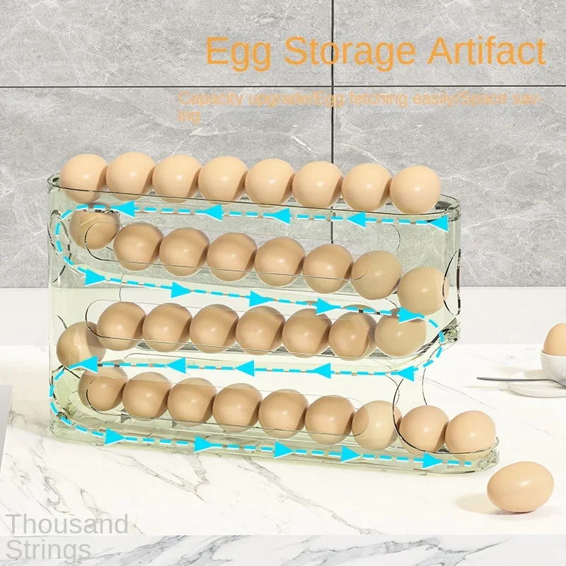Transparent slide egg storage box 4-layer ladder egg box storage refrigerator side door large capacity automatic egg roller 2