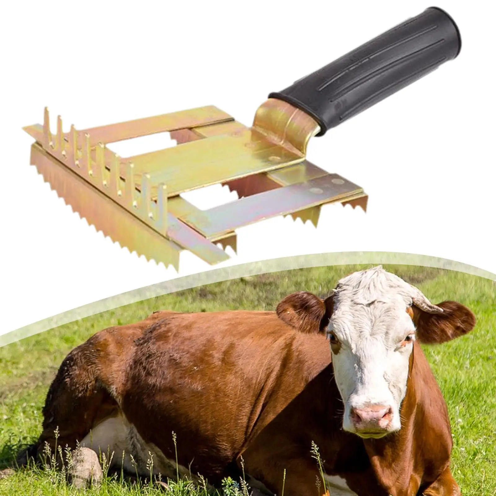 Livestock Shedding Comb Portable Bull Hair Brush Sturdy Comfortable Grip Deshedding Tool for Dog, Bull Sheep, Cow, Horses