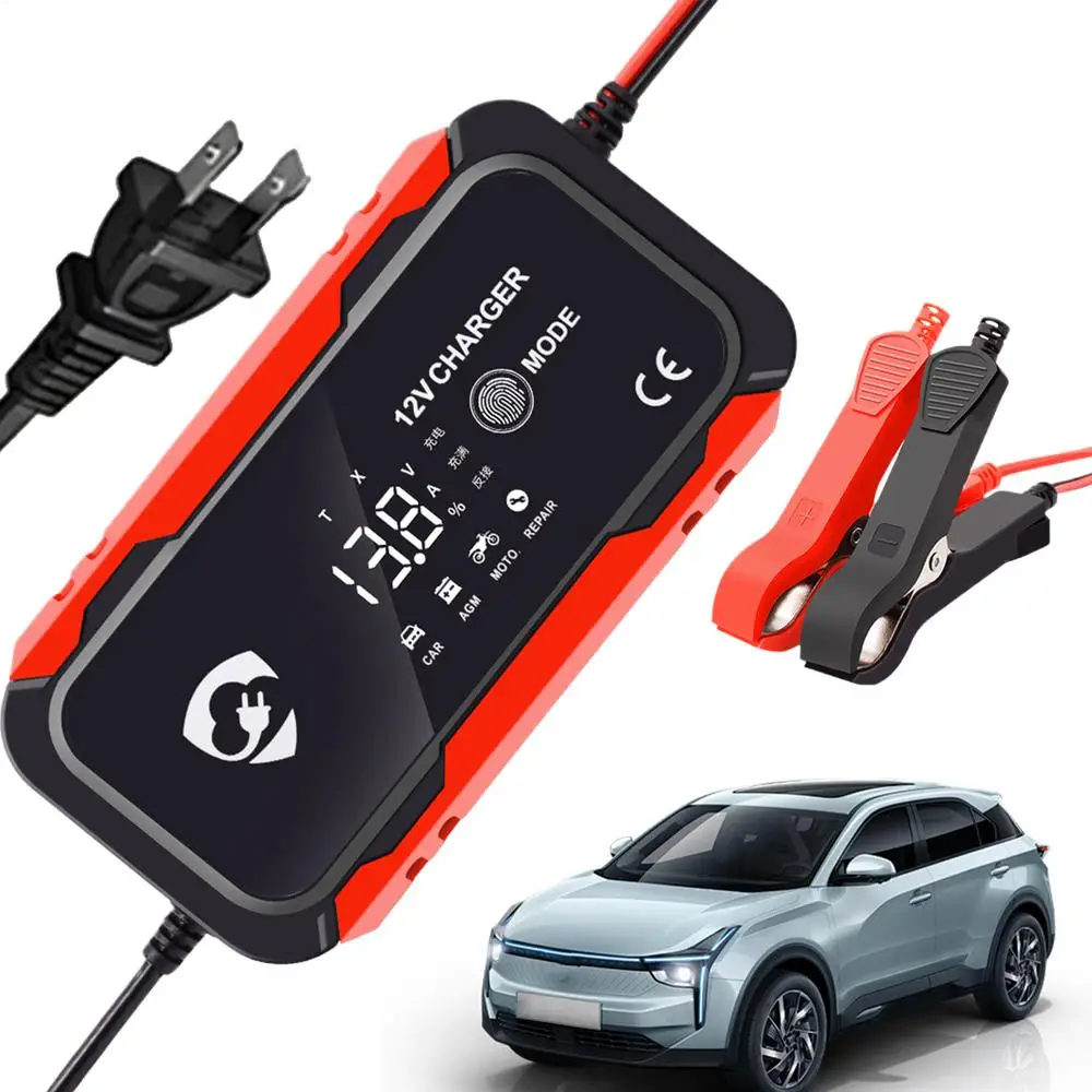 12V Car Battery Charger Digital Display Smart Battery Charging Tool Battery Trickle Charger Maintainer for Car Battery