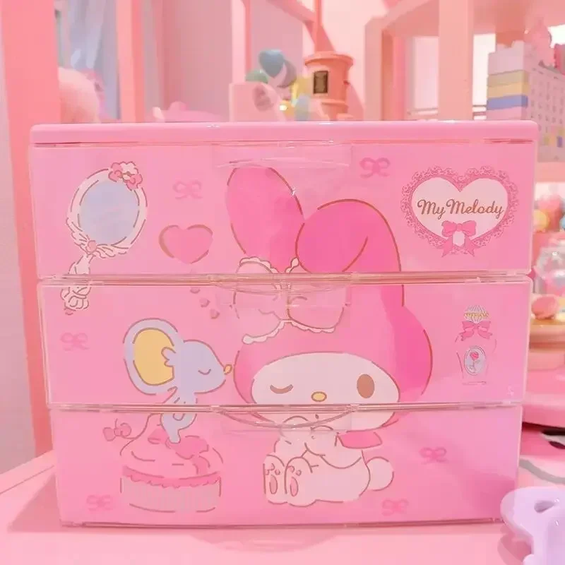 

Sanrio Kawaii Anime Cartoon series HelloKitty My melody Little twin star Creative cute girl storage box desktop drawer gift
