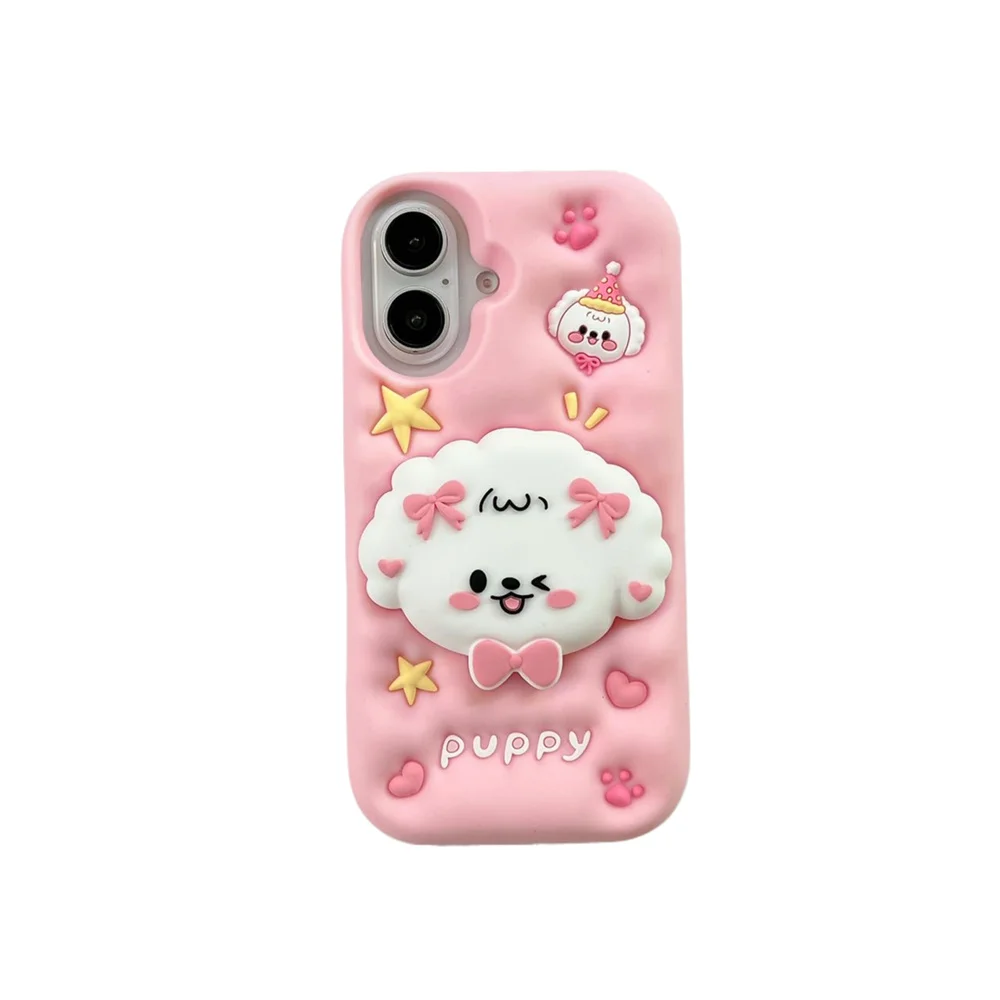Wrist Strap Cartoon Puppy Bracket Silicone Phone Case