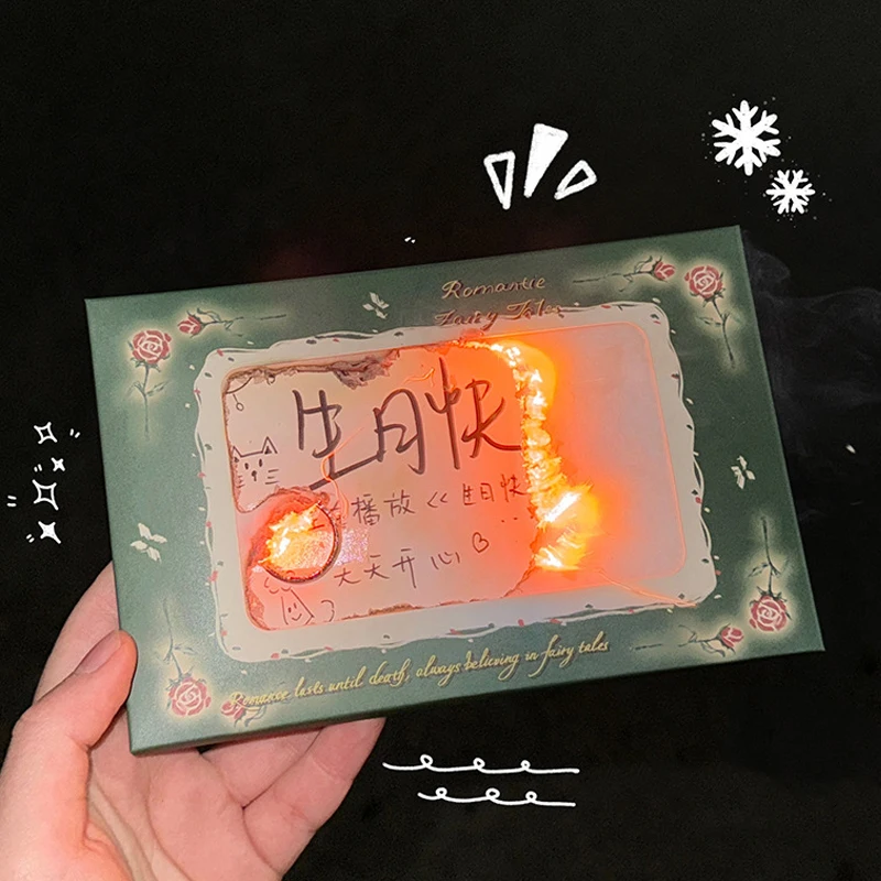 DIY Flame Burning Envelope Creative Gift Greeting Card Students Handmade Envelope Birthday Congratulation Cards Material Package