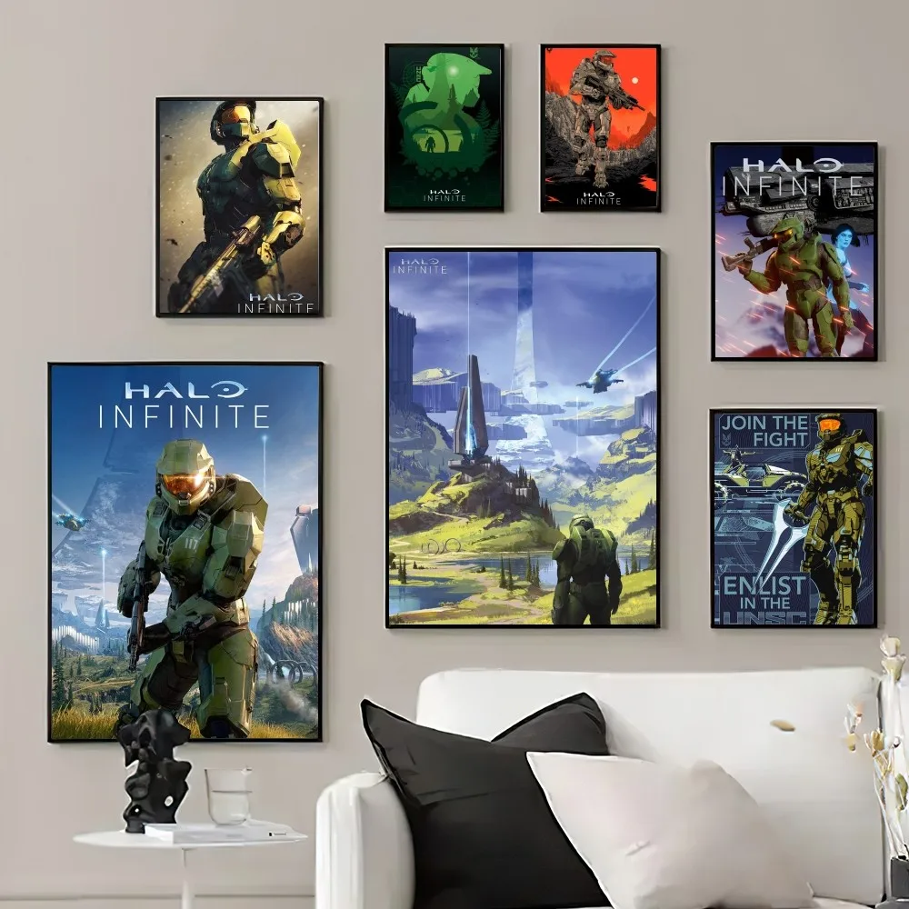 

Игра H-Halo I-Infinite, плакат, принты, настенные картины, гостиная, украшение для дома, маленький