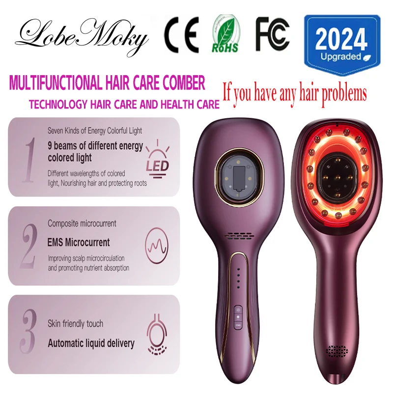 Lobemoky Laser Hair Growth Hair Loss Treatment Device EMS Microcurrent Head massage for Men and Women Type-C Rechargeable device