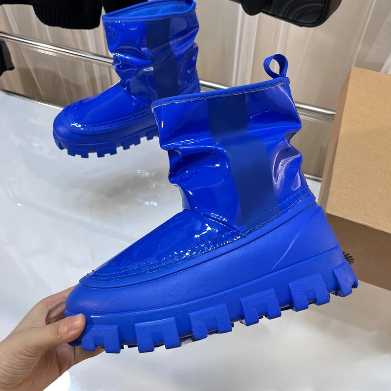 

Новинка 2023, цветные сапоги-желе для снега, допамин, водонепроницаемая нескользящая обувь на платформе, модные теплые сапоги для дождя с шерстяной подкладкой