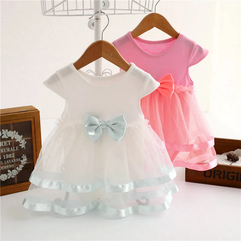 Vestido de bebé con lazo de Lacde liso para niña, tutú de cumpleaños infantil, ropa con lazo, mono de fiesta, Pelele de princesa, vestido para niña