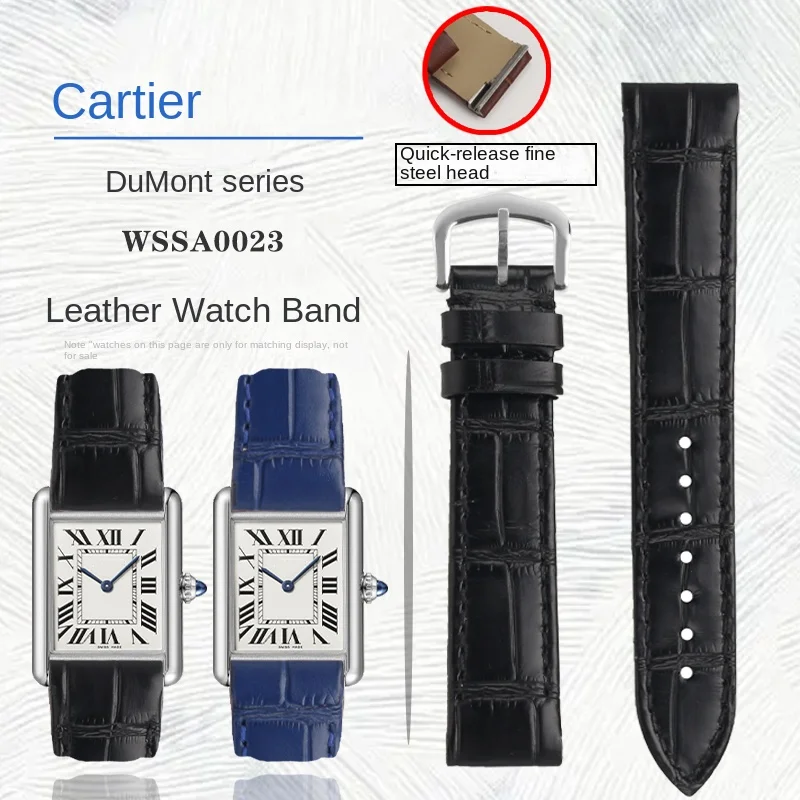 

For Cartier Santos Dumont series Genuine leather Watch Band 17.5MM women's quick release Bracelet Waterproof Cowhide watch Strap