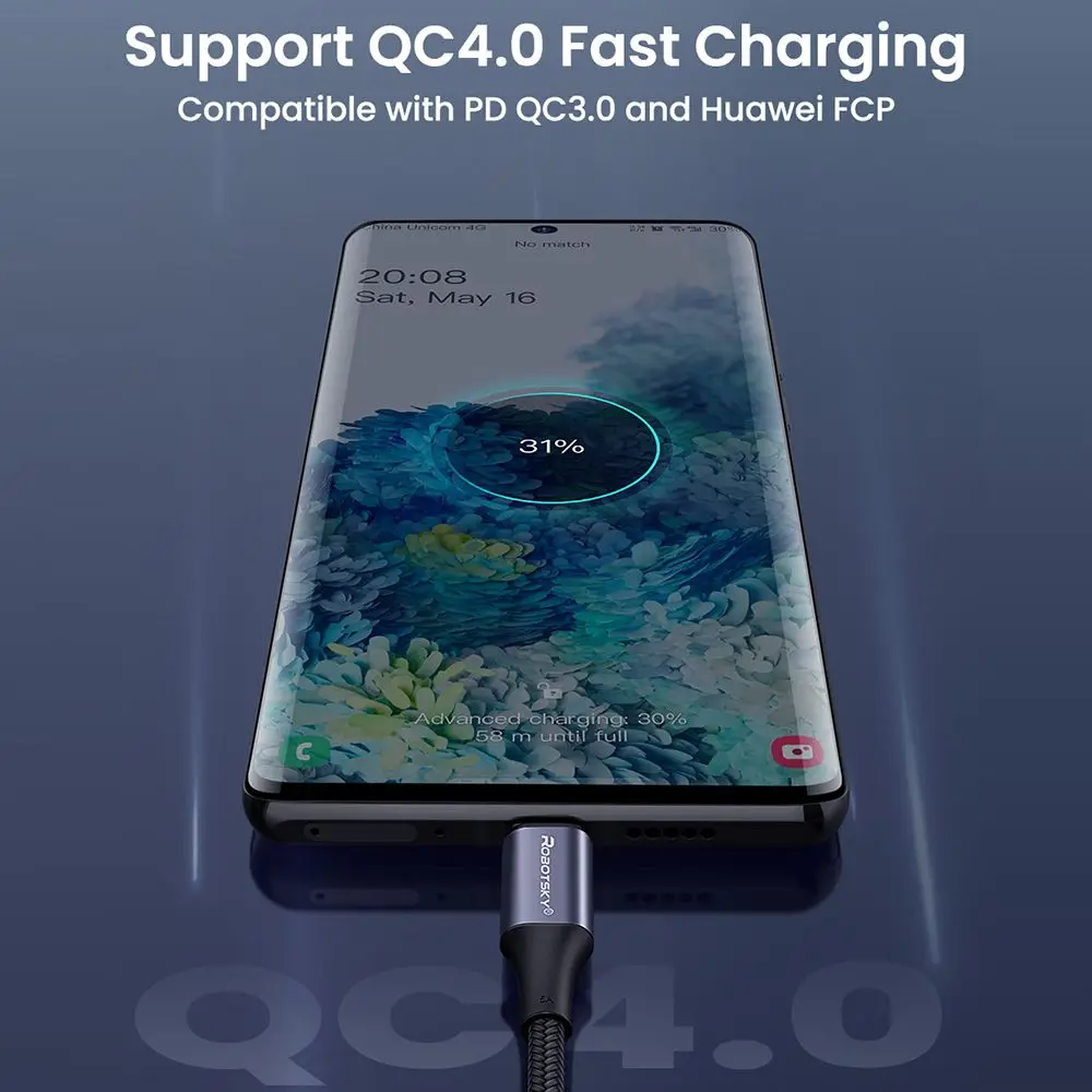 모바일 폰 USB C to USB 타입 C 케이블 PD 100W 고속 충전 케이블 퀵차지 4.0 직각 와이어 90도 데이터 케이블 0.5m/1m/2m