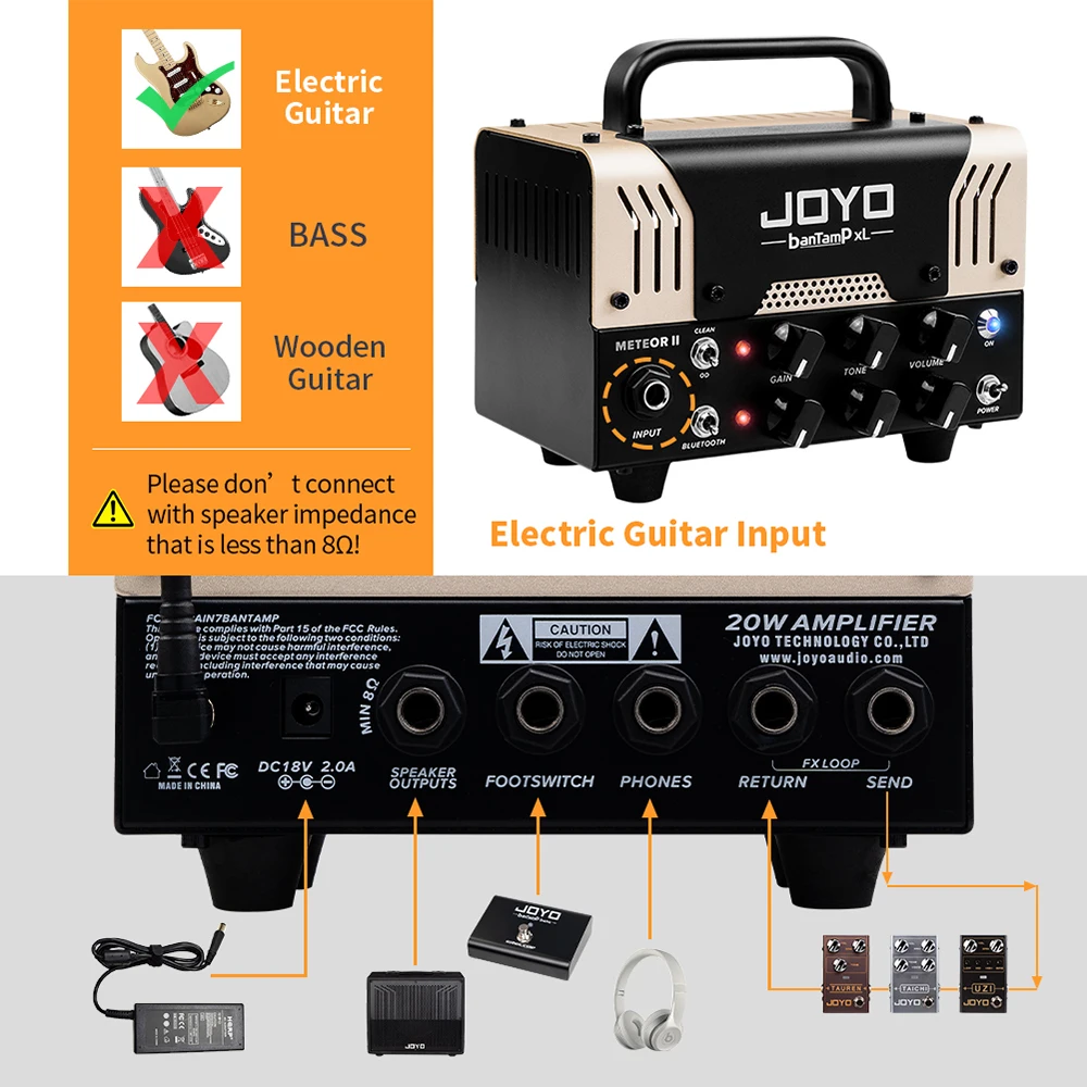 Bantamp XL Series 20W Guitar Bass Amplifier Hybrid Tube Amp Bluetooth Dual-chann