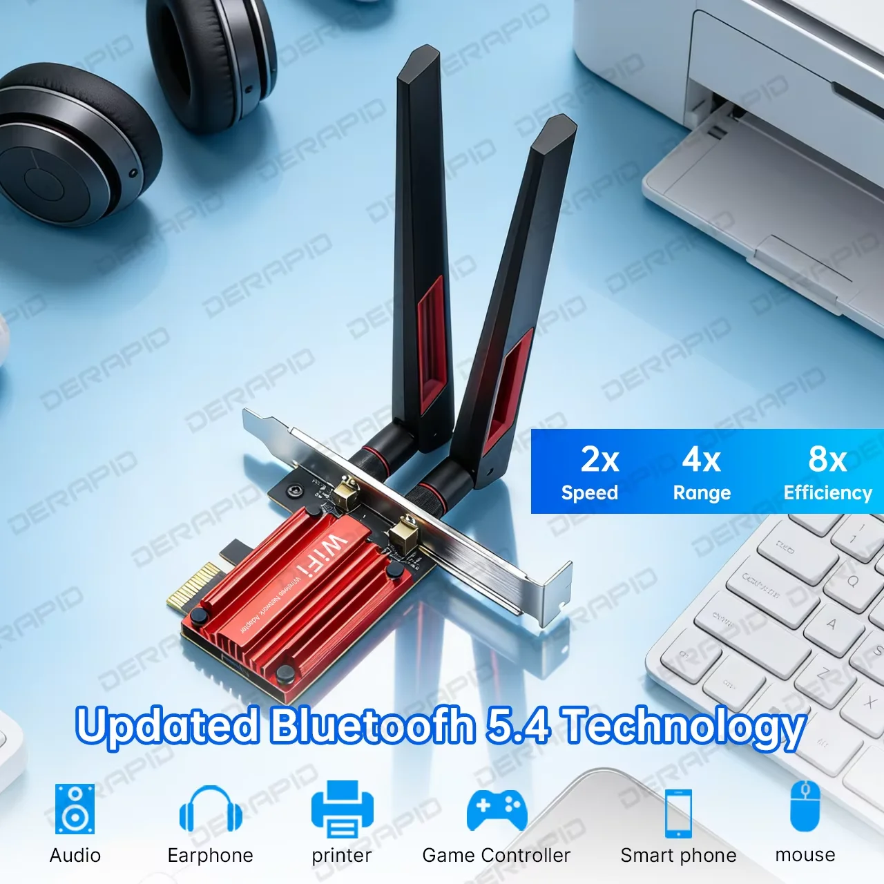 WiFi 7 BE6500 PCIe 네트워크 카드 MT7925 칩 블루투스 5.4 6500Mbps 고출력 안테나 무선 어댑터 (데스크탑 PC용, 윈도우 10/11)