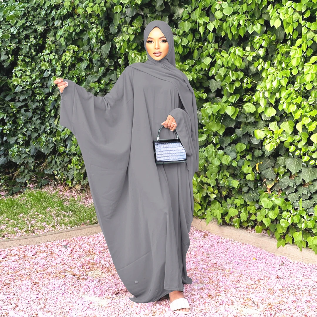 Muslim Batwing Dresses Abaya For Dubai Women Loose Kimono Femme Clothing Hijab Eid Prayer Elegance Robe Tradition Arabic Wear