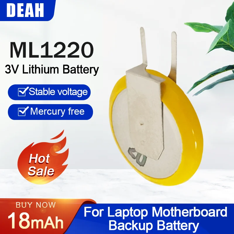 2-10PCS-ML1220-1220-3V-18mAh-Lithium-Rechargeable-Battery-With ...